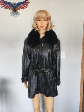 #792 Leathr/fox fur jacket